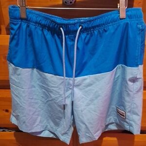 Vibrant Blue Two-Tone Men's Swim Trunks